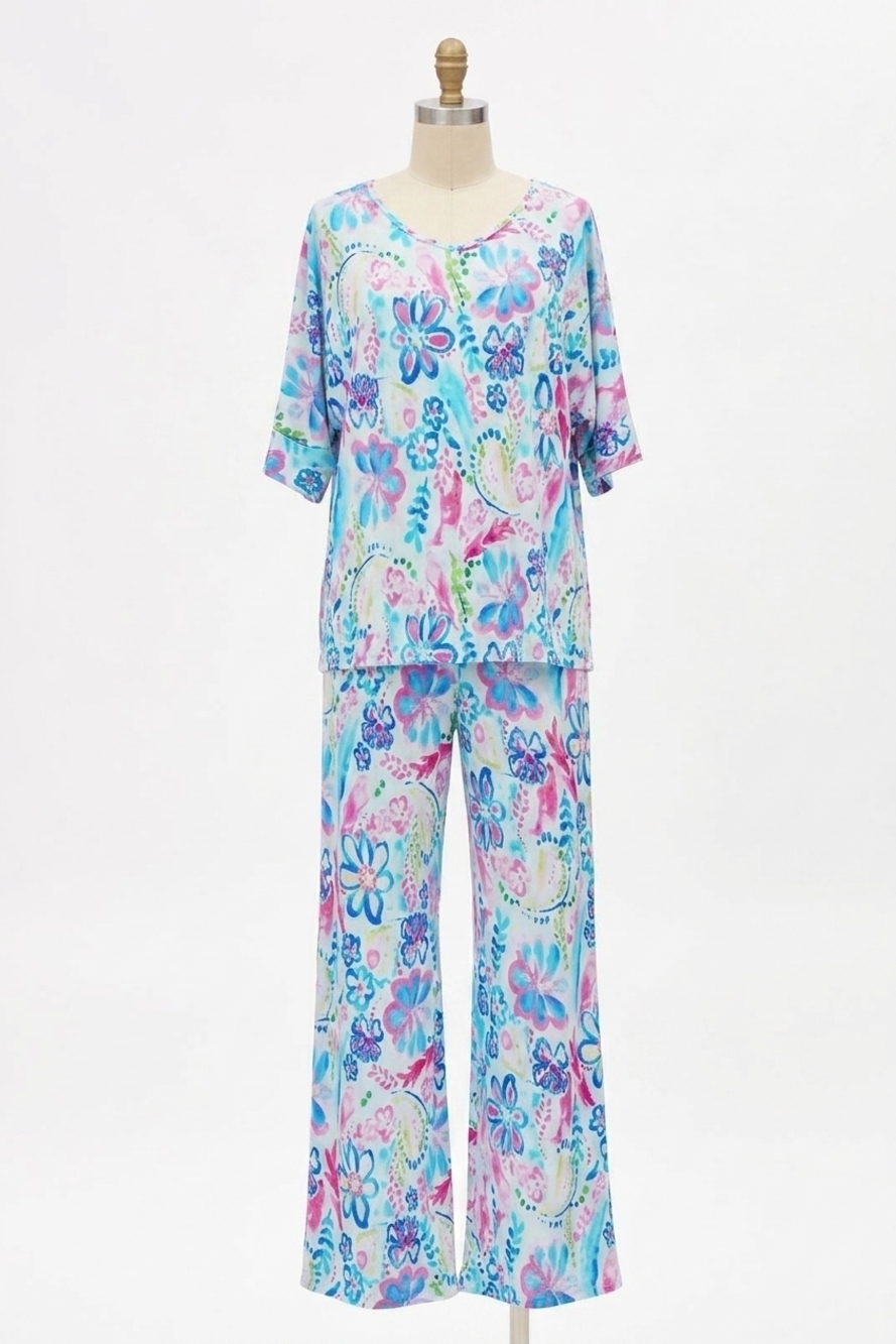 NEW DEAR SCARLETT cabana lounge wear travel set in aqua